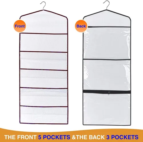 Vista 2 de ProPik Organizador de almacenamiento colgante de doble cara para bolsas de regalo con múltiples bolsillos delanteros y traseros, organiza tu papel