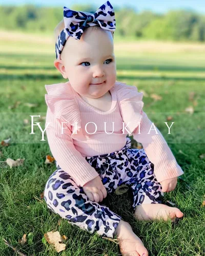 Vista 4 de fioukiay Ropa de bebé para niñas, conjuntos de mameluco acanalado para niños pequeños, conjuntos de ropa de otoño e invierno