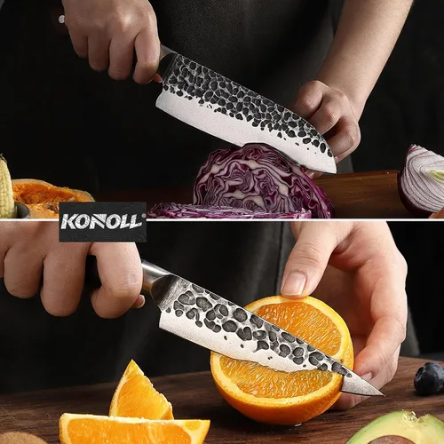 Vista 6 de Juego de cuchillos de chef japoneses profesionales, juego de cuchillos de cocina de 5 piezas, cuchillos de cocina de acero inoxidable de alto
