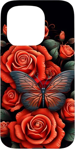 Vista 14 de Cute Butterfly Red Floral Flower Butterfly Rose Case for iPhone 17