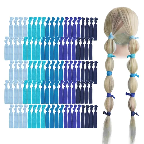 Vista 25 de MEEDEE Paquete de 100 lazos para el cabello, color negro, sin pliegues, nudos suaves para mujeres, sin daño, adecuado para colas de caballo, yoga