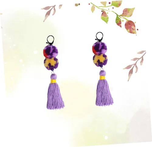 Vista 7 de AOKWAWALIY 2pcs tassel keychain fluffy keychain backpack keychains Funny Key Chain Tassels Keyring Tassels Keychain