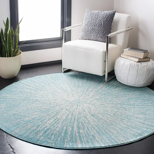 Vista 28 de SAFAVIEH Evoke Collection EVK228J - Alfombra abstracta de estallido de 2'2" x 4', color aguamarina/marfil, no desprende pelusa, alfombra de acento