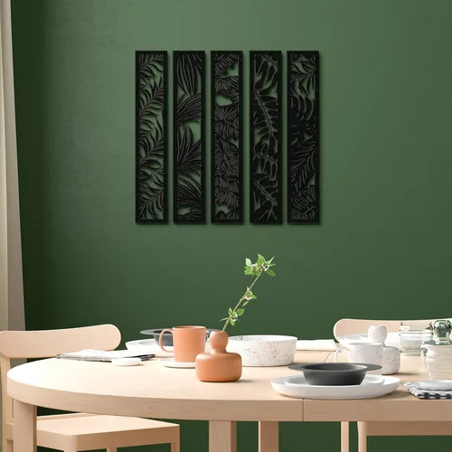 Vista 6 de Blulu 5 piezas de arte de pared de madera hueca para decoración de pared, paneles de madera para decoración del hogar, dormitorio, sala de estar