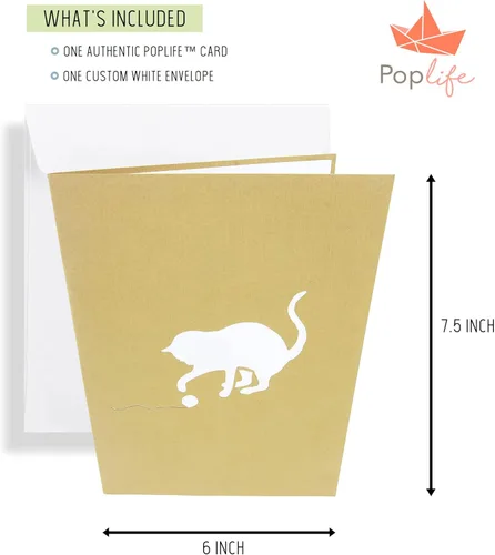 Vista 7 de PopLife Tarjeta desplegable 3D de gatos jugando en el sofá, tarjeta de felicitación de papel para amantes de los gatos, día de la madre, cumpleaños