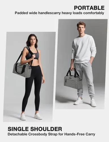 Vista 6 de Noozion Bolsa de gimnasio pequeña de 14 pulgadas para mujeres y hombres, mini bolsa de lona ligera con múltiples bolsillos, bolsa deportiva