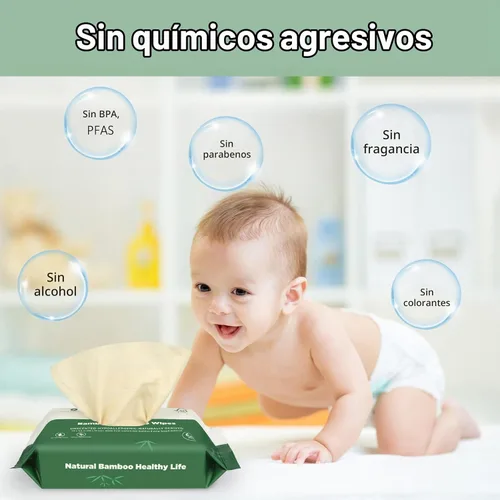 Vista 4 de Toallitas desechables de bambú, seguras para sépticas, suaves y relajantes, botánicos y aloe, sin perfume, ecológicas, toallitas desechables a base