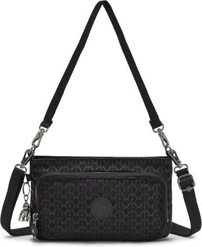 Vista 6 de Kipling Bolso bandolera Myrte para mujer, bolso metálico convertible, bolso de mano de nailon y bolsa de cintura, Signature Emb, Firma Emb