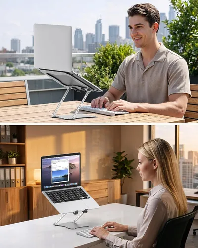 Vista 9 de OMOTON Portable Laptop Stand, Ultra-Slim Height Adjustable Laptop Riser