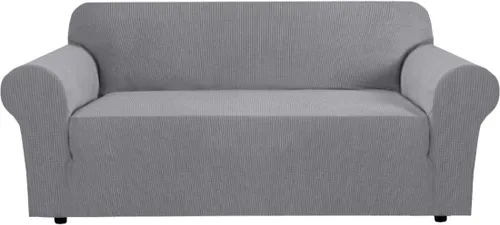 Vista 66 de H.VERSAILTEX Funda elástica para sofá, fundas suaves para muebles de 3 cojines, con tela jacquard gruesa a cuadros con parte inferior elástica, sofá