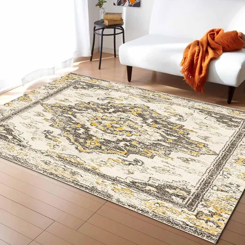 Vista 10 de Alfombra rectangular rectangular náutica azul para sala de estar, 4 x 6 pies, alfombra antideslizante de verano con diseño de conchas de mar y Coral