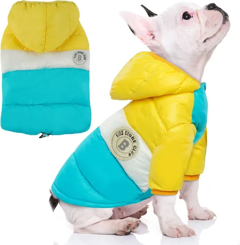 Vista 14 de FUAMEY Chaqueta acolchada para cachorros, chaleco acolchado cálido para la nieve para mascotas, ropa para perros a prueba de viento, impermeable