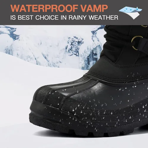 Vista 4 de mysoft - Botas de nieve para mujer, botas altas de infierno con forro cálido de piel sintética