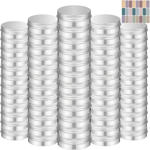 Vista 8 de Paquete de 12 latas de 4 onzas con tapas, latas redondas de 4 onzas, lata de aluminio de boca ancha con tapas, recipientes de metal de 4 onzas