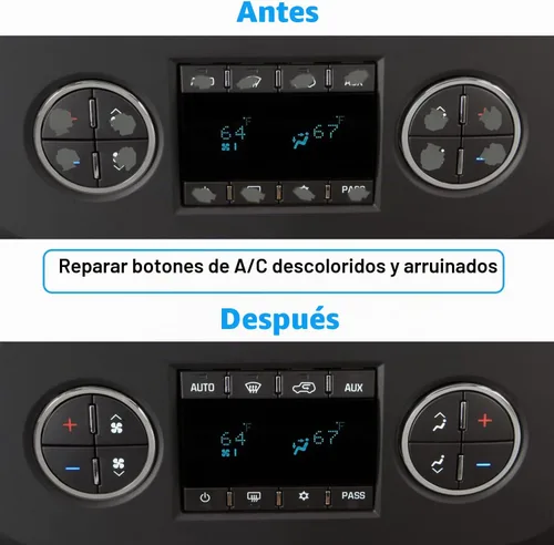 Vista 4 de Wisdompro Kit de reparación de botón de salpicadero de CA para fijar botones de control de A/C arruinados, calcomanías de repuesto para botones