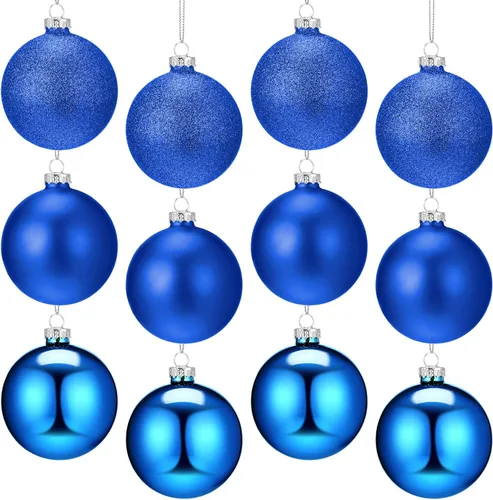 Vista 9 de Namalu 12 piezas 3.34" Adornos de bolas de Navidad de vidrio, adornos de bolas brillantes y mates, juego de adornos de bolas de árbol de Navidad