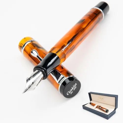 Vista 24 de Conklin Duragraph Pluma estilográfica Abalone Nights - Punta mediana, elegante instrumento de escritura con exquisito acabado de abulón