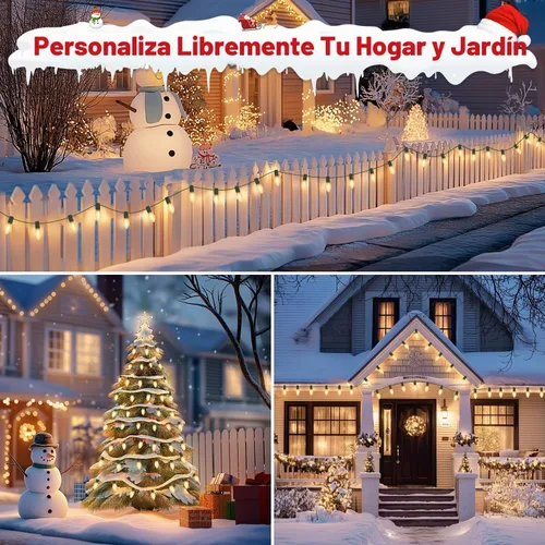 Vista 5 de USOKYO 20 bombillas LED C9 de 30 pies, luces LED de Navidad para exteriores, bombillas LED blancas cálidas, impermeables, conectables, luces