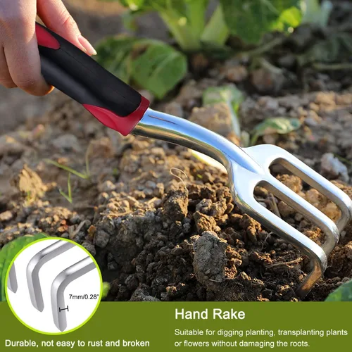 Vista 8 de FANHAO Herramientas de jardinería resistentes de 3 piezas + varita de manguera de jardín con control de pulgar