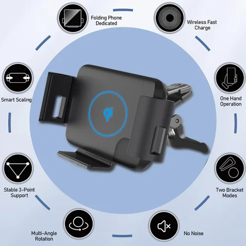 Vista 5 de Cargador de coche inalámbrico Qi de 15 W compatible con Samsung Galaxy Z Fold3 Z Fold2 Fold S21 Ultra Xiaomi Mix Fold iPhone 13 Pro Max 12 Pro 4.3