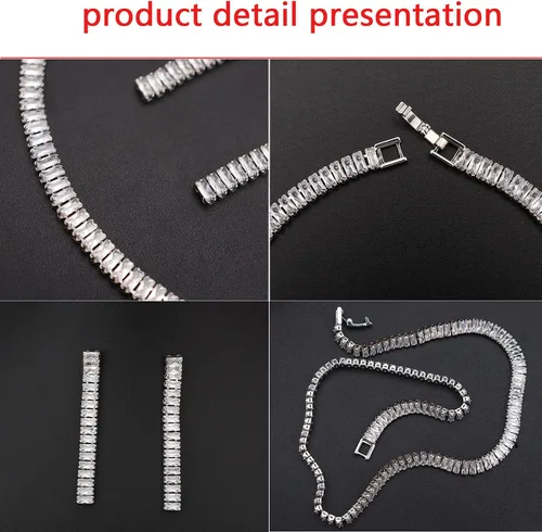 Vista 4 de Collar con colgante de circonita cúbica para niñas y mujeres, collar de letras delicadas para mujeres y niñas, conjunto de joyas para mujeres