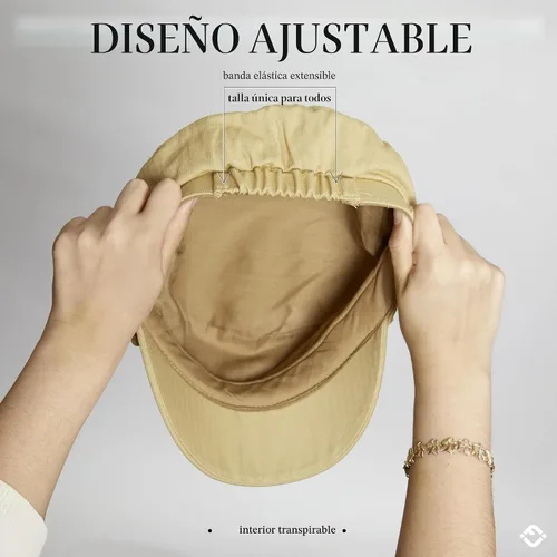 Vista 5 de Funky Junque Gorra de pescador griego, gorra de algodón para panaderos Caqui
