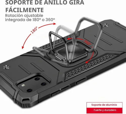 Vista 5 de Asuwish Funda para teléfono Samsung Galaxy Note 10 Lite con protector de pantalla de vidrio templado y soporte de anillo delgado híbrido protector