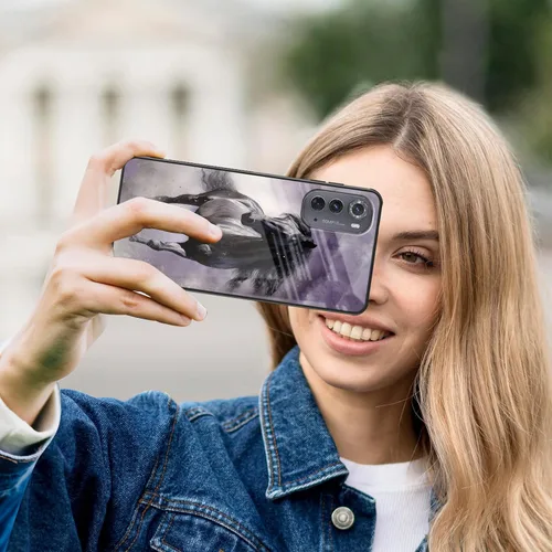 Vista 296 de Funda para Motorola Moto Edge 2022, cubierta trasera de vidrio templado con protector de pantalla, funda protectora a prueba de golpes para Motorola