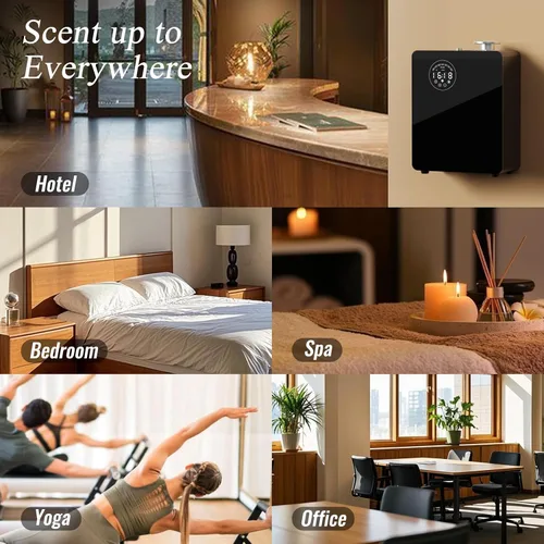 Vista 6 de Difusor inteligente sin agua HVAC 3000 pies cuadrados, negro Control táctil y Bluetooth, cuerpo de metal, doble HVAC/diseño portátil para espacios