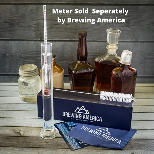 Vista 5 de Tarro de tubo de ensayo de hidrómetro de vidrio y cepillo cilíndrico – Frasco estrecho para alcohol por prueba de volumen – Moonshine, cerveza