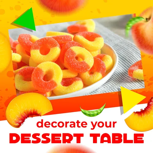 Vista 5 de Peach Rings - Caramelos de gomita, dulces clásicos agridulces, bolsa de 1 libra