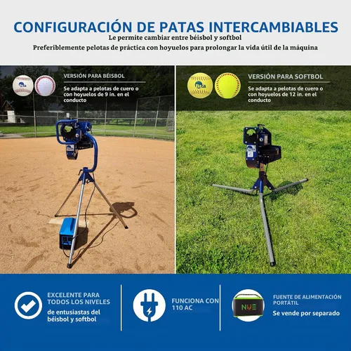 Vista 3 de BATA Baseball and Softball Combo Wheel Pitching Machine, Youth and Adult Automatic Pitch Machine for Baseballs and Softballs, Practice Training
