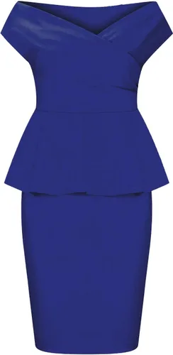 Vista 6 de SEBOWEL Vestido vintage para mujer, estilo vintage, con volantes, estilo péplum, vestido midi ajustado de lápiz, para oficina, trabajo, sexy, cuello