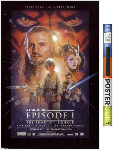 Vista 17 de Trends International Star Wars: The Phantom Menace - Póster de pared de una hoja, 14.725 x 22.375 pulgadas, versión enmarcada de madera de granero