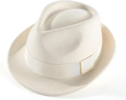 Vista 43 de Home Prefer Sombrero de invierno de fieltro de lana para hombre Sombrero de ala corta Fedora