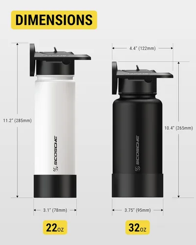 Vista 10 de Scosche MFMS22 MagicMount Flask - Botella de agua de acero inoxidable de 22 onzas con soporte de montaje MagSafe para teléfono, frasco aislado 12H