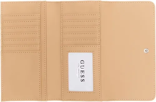 Vista 3 de GUESS Factory Lorlie - Cartera delgada para mujer, color cacao, Cocoa, Trifold