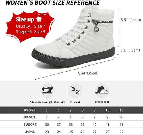 Vista 6 de hash bubbie Women's High top Sneakers Lace up PU Leather Fashion Shoes Black Boots Fuzzy Ankle Booties with Zipper