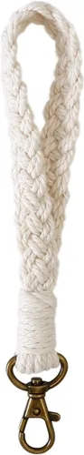 Vista 11 de Llavero de macramé bohemio hecho a mano con borla para mujer, llavero con llavero A_café