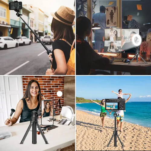 Vista 6 de ULANZI Trípode extensible todo en uno MT-34 con cabezal esférico ajustable 360°, compatible con iPhone 12 Pro Max/12 Mini/11 Pro Max/XR/X, teléfono