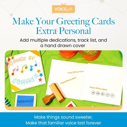 Vista 5 de VoiceGift VoiceLP - Reproductor de audio y música digital MP3 y WAV, color blanco Tarjeta de felicitación de reproducción de audio para mixtapes