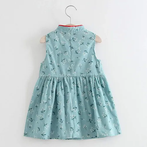 Vista 5 de Vestido de bebé niña pequeña chino asiático Qipao a cuadros, floralconejo, estampado Cheongsam sin mangas, vestido de verano