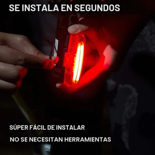 Vista 5 de Luz trasera para bicicleta recargable por USB, luz LED súper brillante trasera de bicicleta con clip como luz trasera roja con 6 modos
