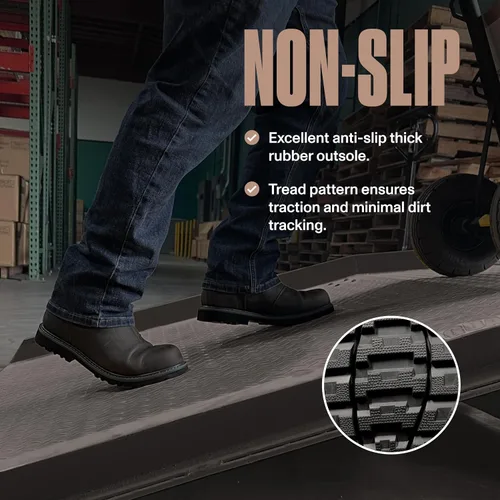 Vista 5 de EVER BOOTS Botas impermeables con punta de acero para hombre, con cierre de deslizamiento y de tira para hombre, color marrón oscuro