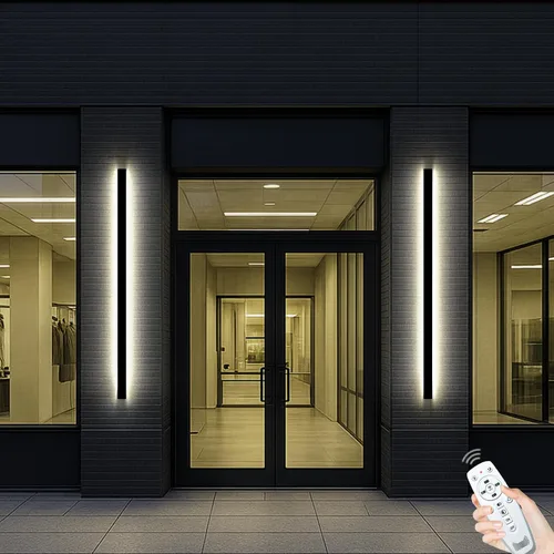 Vista 16 de Luces de pared modernas para exteriores de 39 pulgadas, 2700 K-6500 K, aplique de pared al aire libre regulable seleccionable con control remoto