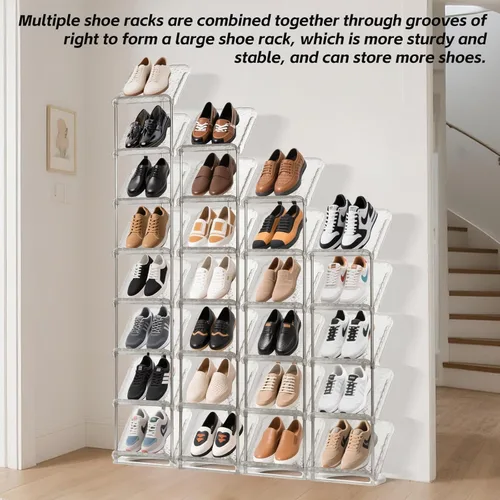 Vista 5 de SMILHELTD Zapatero Vertical de 8 Niveles, Soporte de Almacenamiento Transparente Estrecho para Zapatillas, Organizador de Tacones Lujosos Hacia