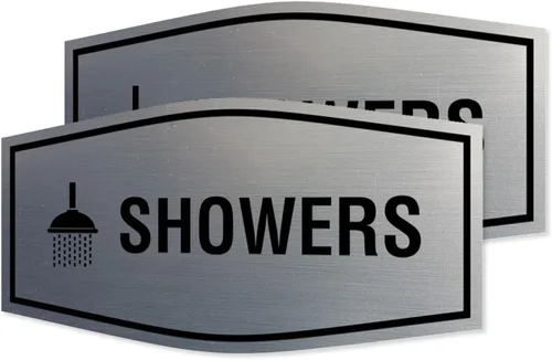 Vista 53 de Fancy Showers - Letrero (negro/plateado), tamaño mediano