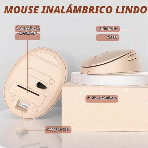 Vista 5 de Combo de teclado y mouse inalámbricos colorido - Teclado inalámbrico de 104 teclas con almohadilla numérica para PC Windows, portátil, laptop