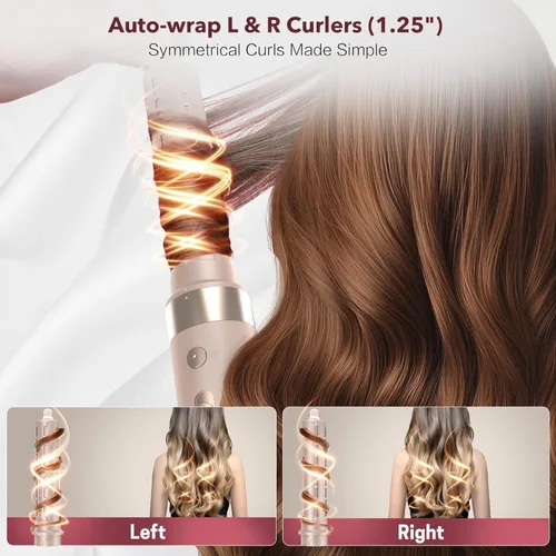 Vista 6 de Mythsight Estilizador de Aire StyleVibe 6 en 1 de Doble Voltaje, Secador de Cabello y Cepillo Secador con Estuche de Viaje - Rizos de Envoltura