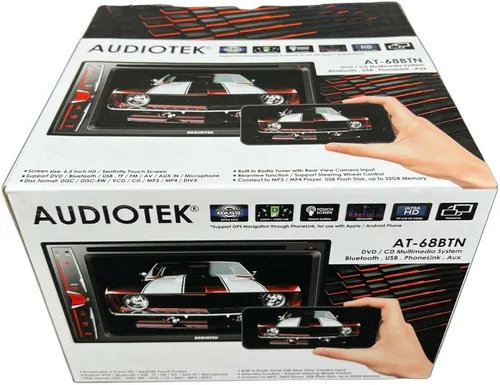 Vista 5 de Audiotek 68BTN - Coche doble DIN de 6.2 pulgadas, salida de 200 vatios, DVD, CD, pantalla táctil, enlace de espejo para Android y iPhone con cámara